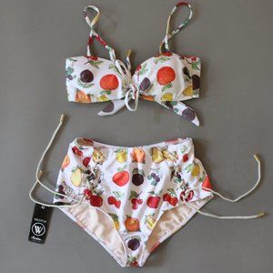WILDFOX COUTURE Fruit Punch lace up bikini set S/M